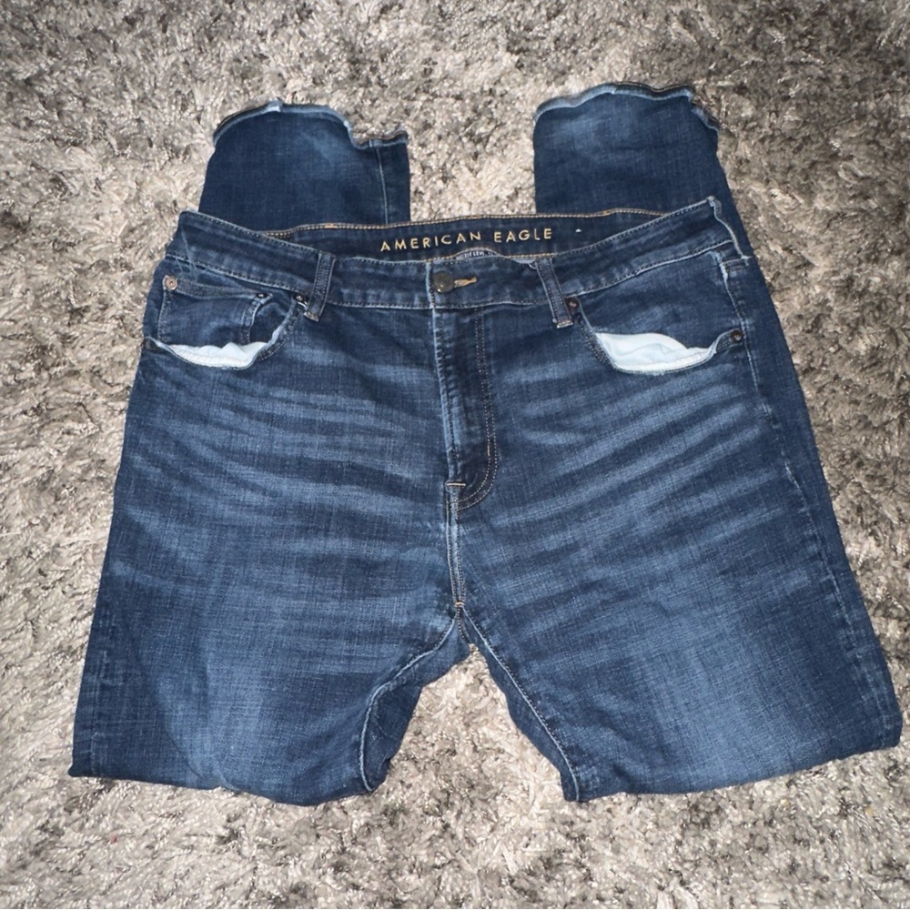 American Eagle Outfitters Men's Dark Blue Skinny Jeans